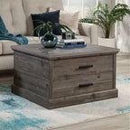 Sauder Aspen Post Square Coffee Table Pebble Pine : style ferme, MDF avec quincaillerie en métal, conforme aux normes CPSC