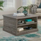 Sauder Aspen Post Square Coffee Table Pebble Pine : style ferme, MDF avec quincaillerie en métal, conforme aux normes CPSC