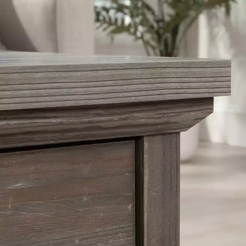 Sauder Aspen Post Square Coffee Table Pebble Pine : style ferme, MDF avec quincaillerie en métal, conforme aux normes CPSC