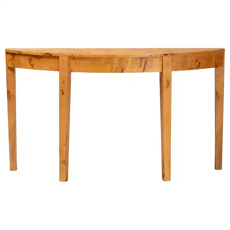 bali &amp; pari Jihan Console demi-lune en véritable bois de loupe de Mappa Burl clair