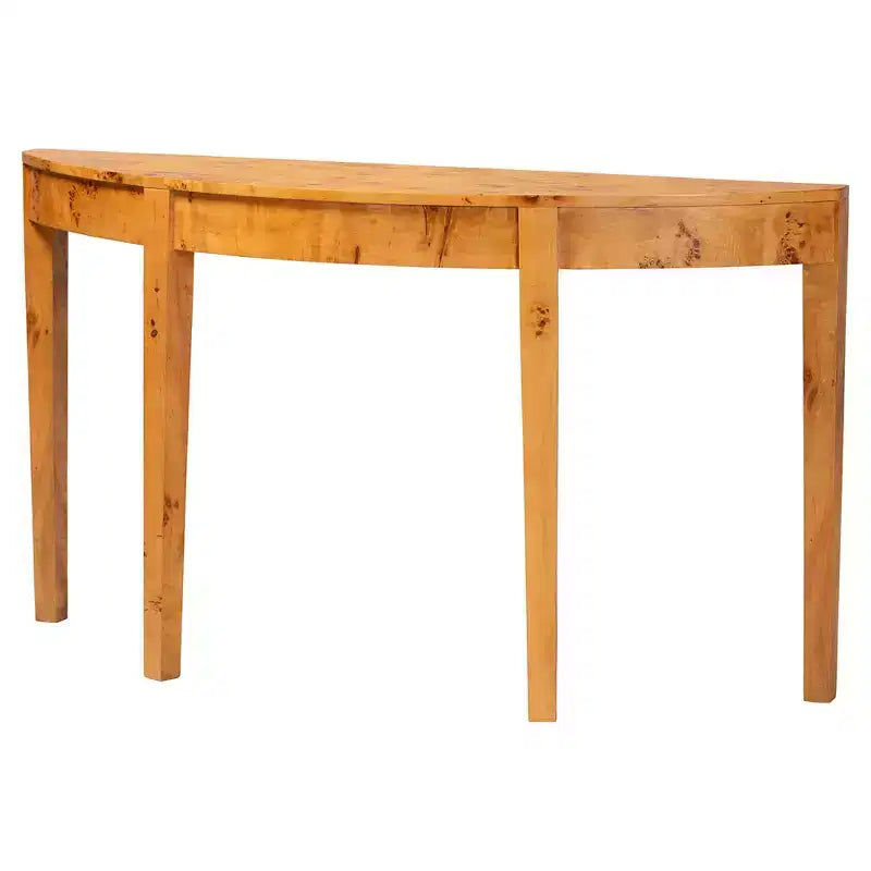 bali &amp; pari Jihan Console demi-lune en véritable bois de loupe de Mappa Burl clair