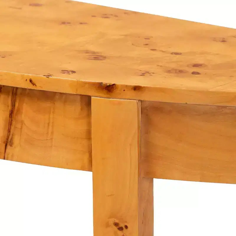 bali &amp; pari Jihan Console demi-lune en véritable bois de loupe de Mappa Burl clair