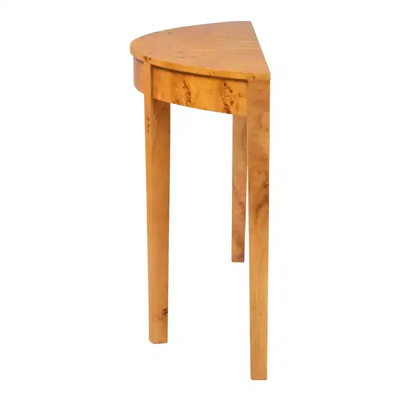 bali &amp; pari Jihan Console demi-lune en véritable bois de loupe de Mappa Burl clair