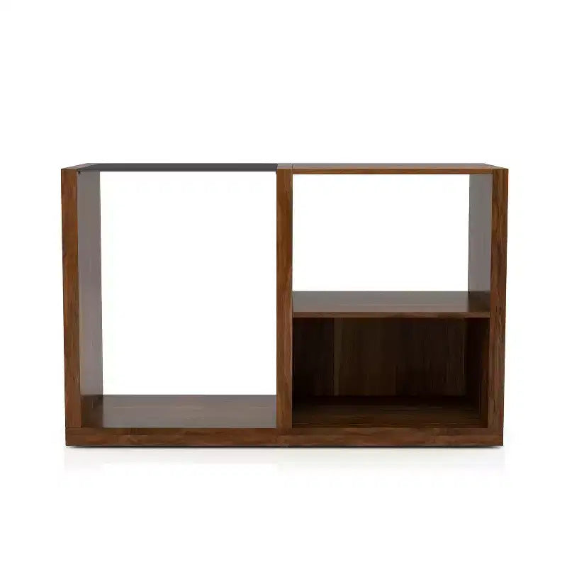 Console de table avec insert en verre trempé Glena Noyer foncé - miBasics