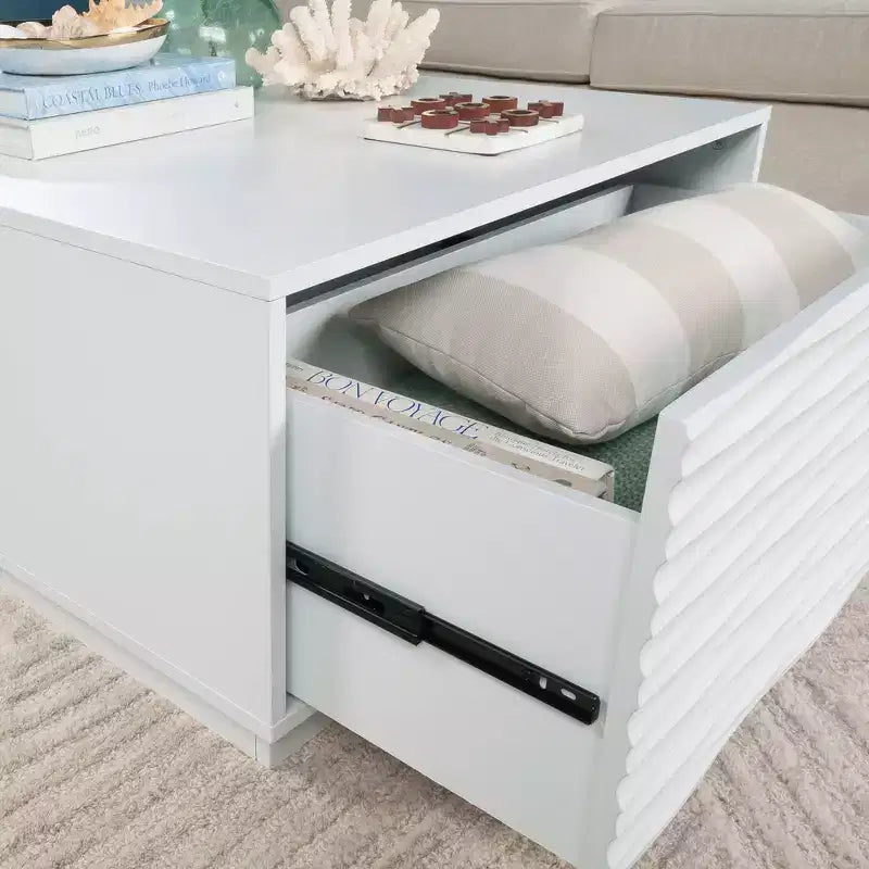 Table basse Sauder Morgan Main avec tiroirs, blanche
