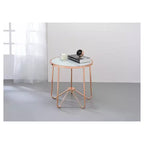 Table d'appoint or rose givré - Acme Furniture : Alivia contemporaine, verre trempé, cadre en métal