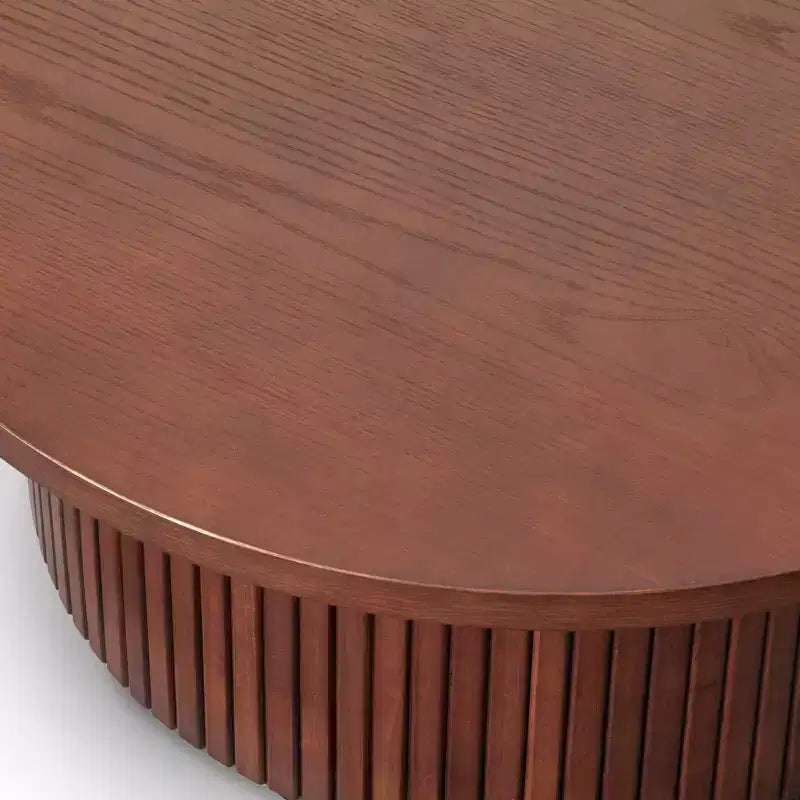 Table basse ronde cannelée Lifestorey Kendrick 13" profil bas Noyer