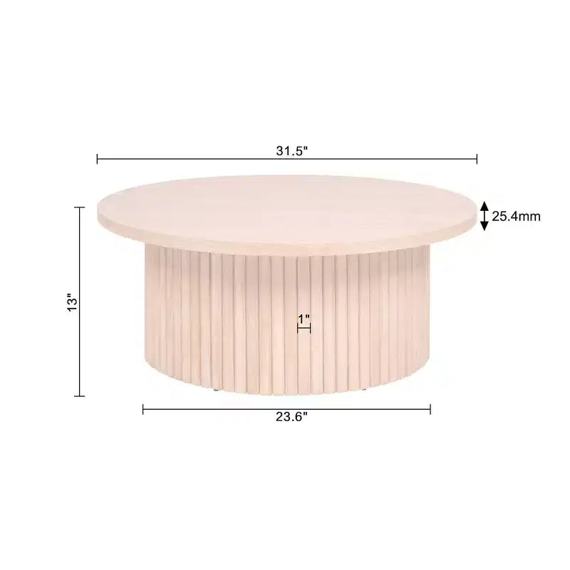 Table basse ronde cannelée Lifestorey Kendrick 13" profil bas Noyer