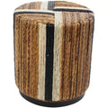 Olivia & May Banana Leaf Handmade Linear Wrapped Accent Table Brown: Mahogany, No Assembly Required