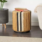 Olivia & May Table d'appoint linéaire artisanale en feuille de bananier, couleur marron : Acajou, aucun assemblage requis
