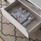 Table basse 1 tiroir Frelmer chêne blanc/gris vieilli - miBasics : Moderne du milieu du siècle, pieds évasés, étagères fixes