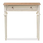 Console Marquetterie de style Provincial français en Chêne patiné et Bois vieilli - Blanc - Baxton Studio : Vintage, Pieds sculptés