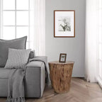 Tabouret d'appoint Urban Port 17" en bois d'acacia massif avec bords naturels, détails de grain et de nœuds, marron naturel