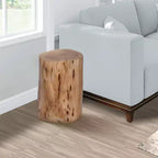 Tabouret d'appoint Urban Port 17" en bois d'acacia massif avec bords naturels, détails de grain et de nœuds, marron naturel