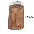 Tabouret d'appoint Urban Port 17" en bois d'acacia massif avec bords naturels, détails de grain et de nœuds, marron naturel