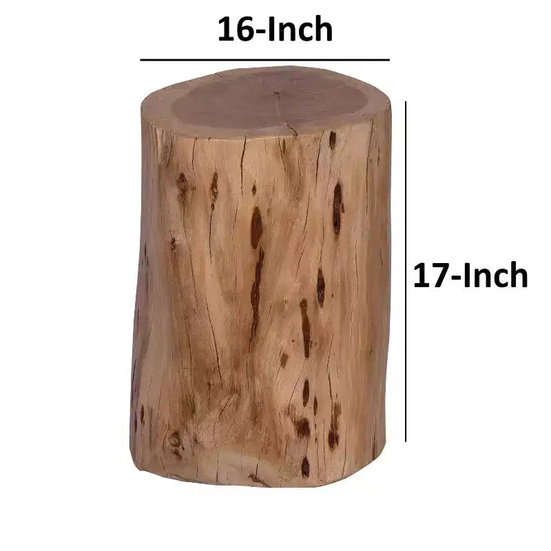 Tabouret d'appoint Urban Port 17" en bois d'acacia massif avec bords naturels, détails de grain et de nœuds, marron naturel