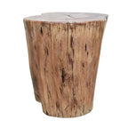 Tabouret d'appoint Urban Port 17" en bois d'acacia massif avec bords naturels, détails de grain et de nœuds, marron naturel