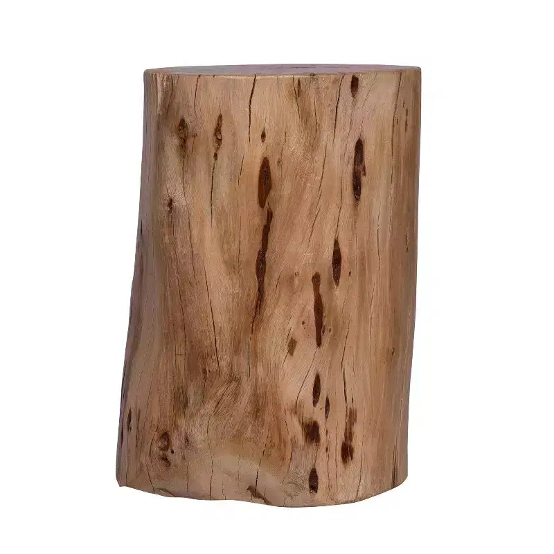 Tabouret d'appoint Urban Port 17" en bois d'acacia massif avec bords naturels, détails de grain et de nœuds, marron naturel