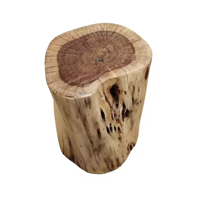 Tabouret d'appoint Urban Port 17" en bois d'acacia massif avec bords naturels, détails de grain et de nœuds, marron naturel