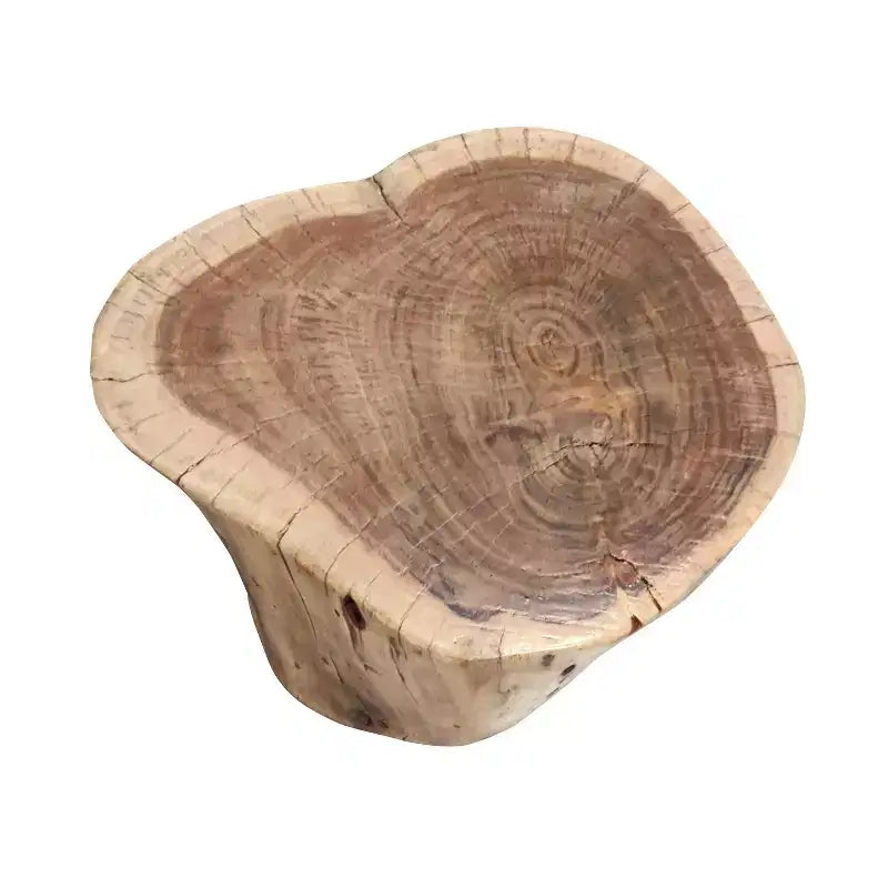 Tabouret d'appoint Urban Port 17" en bois d'acacia massif avec bords naturels, détails de grain et de nœuds, marron naturel