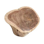 Tabouret d'appoint Urban Port 17" en bois d'acacia massif avec bords naturels, détails de grain et de nœuds, marron naturel