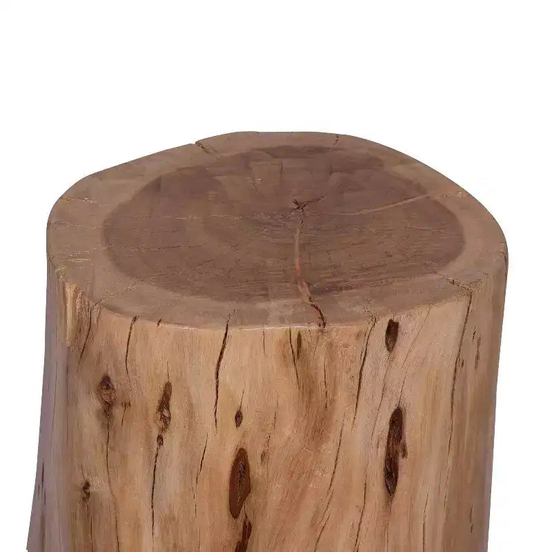 Tabouret d'appoint Urban Port 17" en bois d'acacia massif avec bords naturels, détails de grain et de nœuds, marron naturel