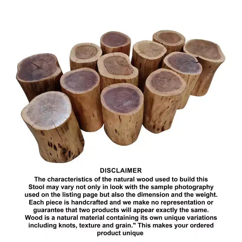 Tabouret d'appoint Urban Port 17" en bois d'acacia massif avec bords naturels, détails de grain et de nœuds, marron naturel