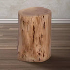 Tabouret d'appoint Urban Port 17" en bois d'acacia massif avec bords naturels, détails de grain et de nœuds, marron naturel