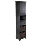 Display Cabinet Winsome Black 70.87": Elegant Storage with Adjustable Shelf & Foldable Baskets - Winsome