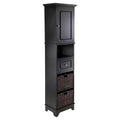 Display Cabinet Winsome Black 70.87": Elegant Storage with Adjustable Shelf & Foldable Baskets - Winsome