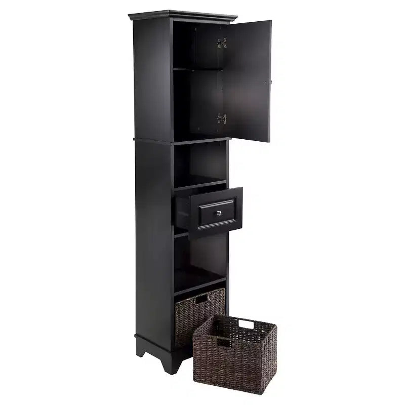 Vitrine Winsome Noire 70.87" : Rangement Élégant avec Étagère Réglable et Paniers Pliables - Winsome