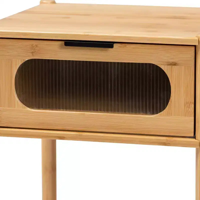Table d'appoint à 1 tiroir en bois de bambou Naresh Naturel Brun - Baxton Studio