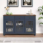 Buffet de salle à manger Festivo 55" de style vintage avec tiroirs, couleur bleu marine