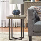 Table d'appoint ronde Buylateral Era Gris/Noir : style industriel, structure en métal, plateau en stratifié de bois