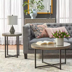 Table d'appoint ronde Buylateral Era Gris/Noir : style industriel, structure en métal, plateau en stratifié de bois