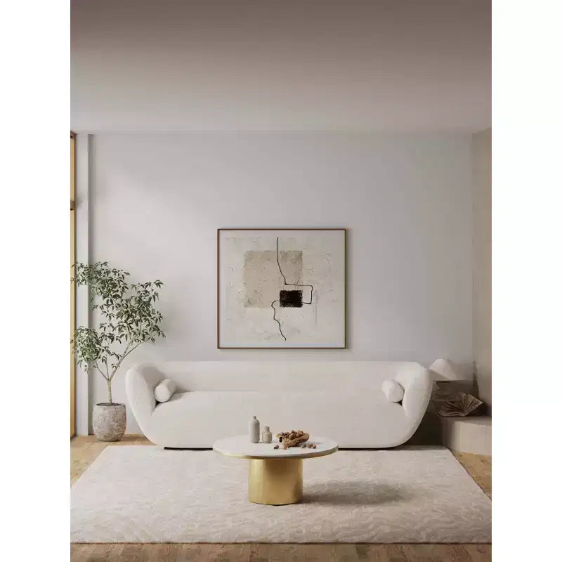 Manhattan Comfort Glenn Table Basse Plateau en Pierre Frittée Or