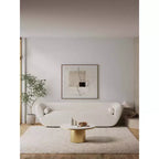 Manhattan Comfort Glenn Table Basse Plateau en Pierre Frittée Or