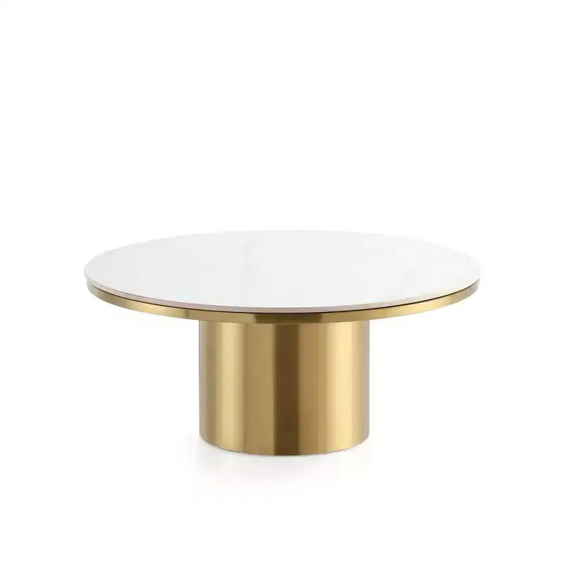 Manhattan Comfort Glenn Table Basse Plateau en Pierre Frittée Or