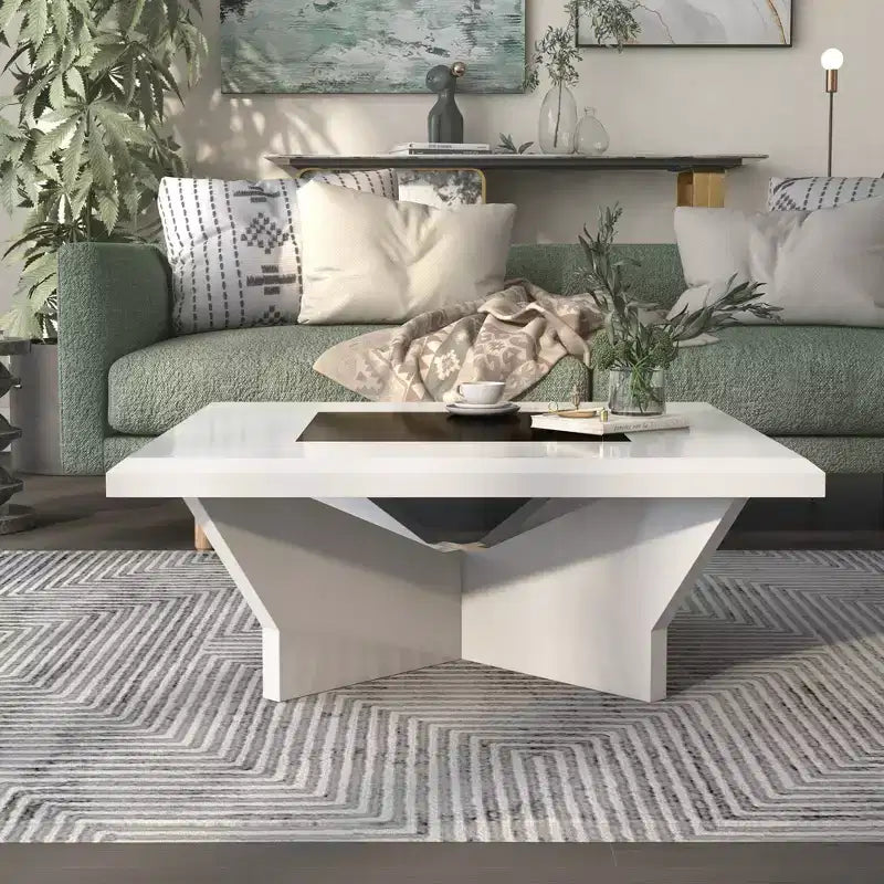 Table basse miBasics Manke Square contemporaine moderne blanche
