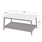Table Basse Buylateral Jhovies - Noyer : Plateau Faux Marbre, Structure en Bois Massif, Étagère de Rangement Inférieure