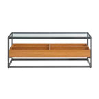 Saarinen Glass Top Coffee Table Golden Oak - Danya B.: Contemporary Scandinavian Style, Open Shelves, Storage, Matte Finish