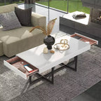 Table basse rectangulaire Neyo de 47,25 po avec tiroirs blanc - miBasics