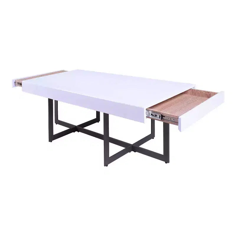 Table basse rectangulaire Neyo de 47,25 po avec tiroirs blanc - miBasics