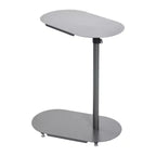 Storied Home Table d'appoint moderne réglable en forme de C, grise : Table d'appoint élégante pour canapé, cadre et plateau en acier