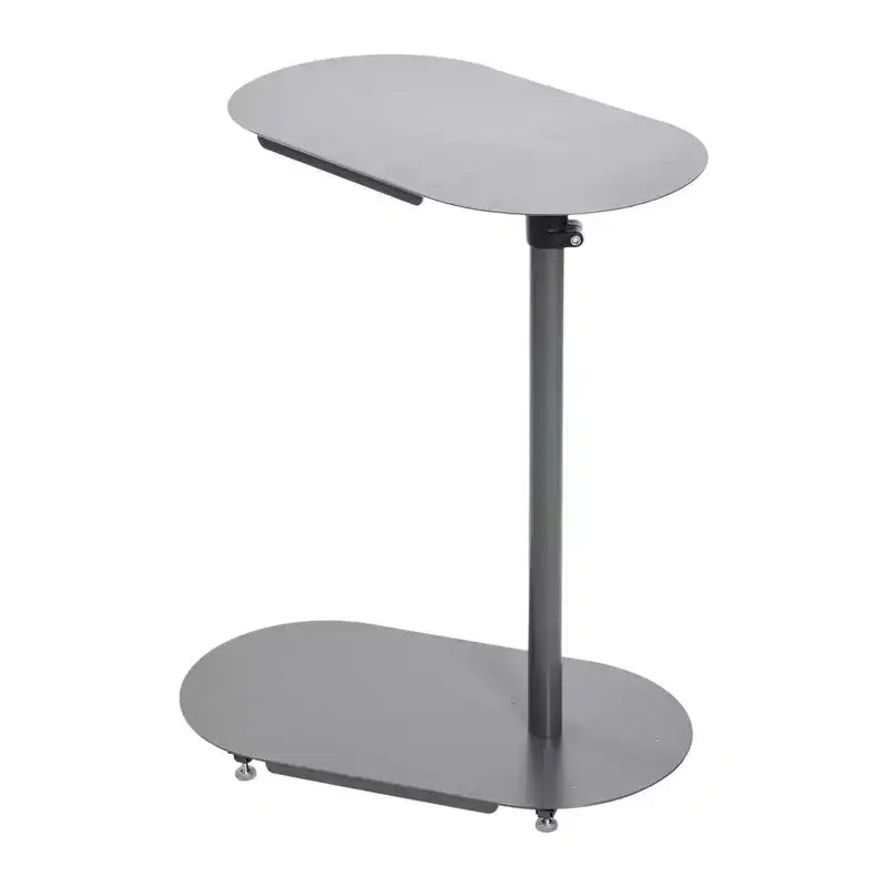 Storied Home Table d'appoint moderne réglable en forme de C, grise : Table d'appoint élégante pour canapé, cadre et plateau en acier
