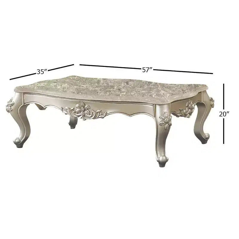 Table basse Bently 57" avec plateau en marbre et champagne - Acme Furniture