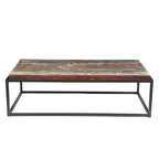 Table basse Asam en bois recyclé massif, plateau marron – Timbergirl : cadre en fer soudé à la main, aucun assemblage requis
