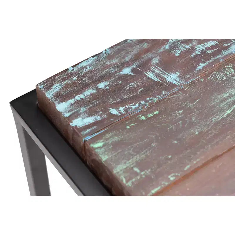 Table basse Asam en bois recyclé massif, plateau marron – Timbergirl : cadre en fer soudé à la main, aucun assemblage requis