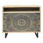 Kismire Bohemian Solid Mango Wood Accent Cabinet with Screen Printed Pattern Natural - HOMES: Inside + Out : Rangement et Style