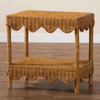 bali & pari Oteria Table d'appoint festonnée en rotin Miel clair